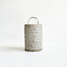 Load image into Gallery viewer, Cylinder Glass Orb Vessel in Lined Quail
