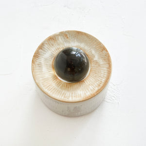 Cylinder Glass Orb Vessel in Oyster