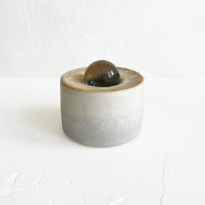 Cylinder Glass Orb Vessel in Oyster