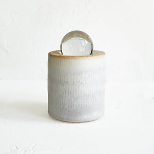 Cylinder Glass Orb Vessel in Oyster