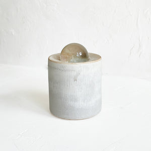 Cylinder Glass Orb Vessel in Oyster