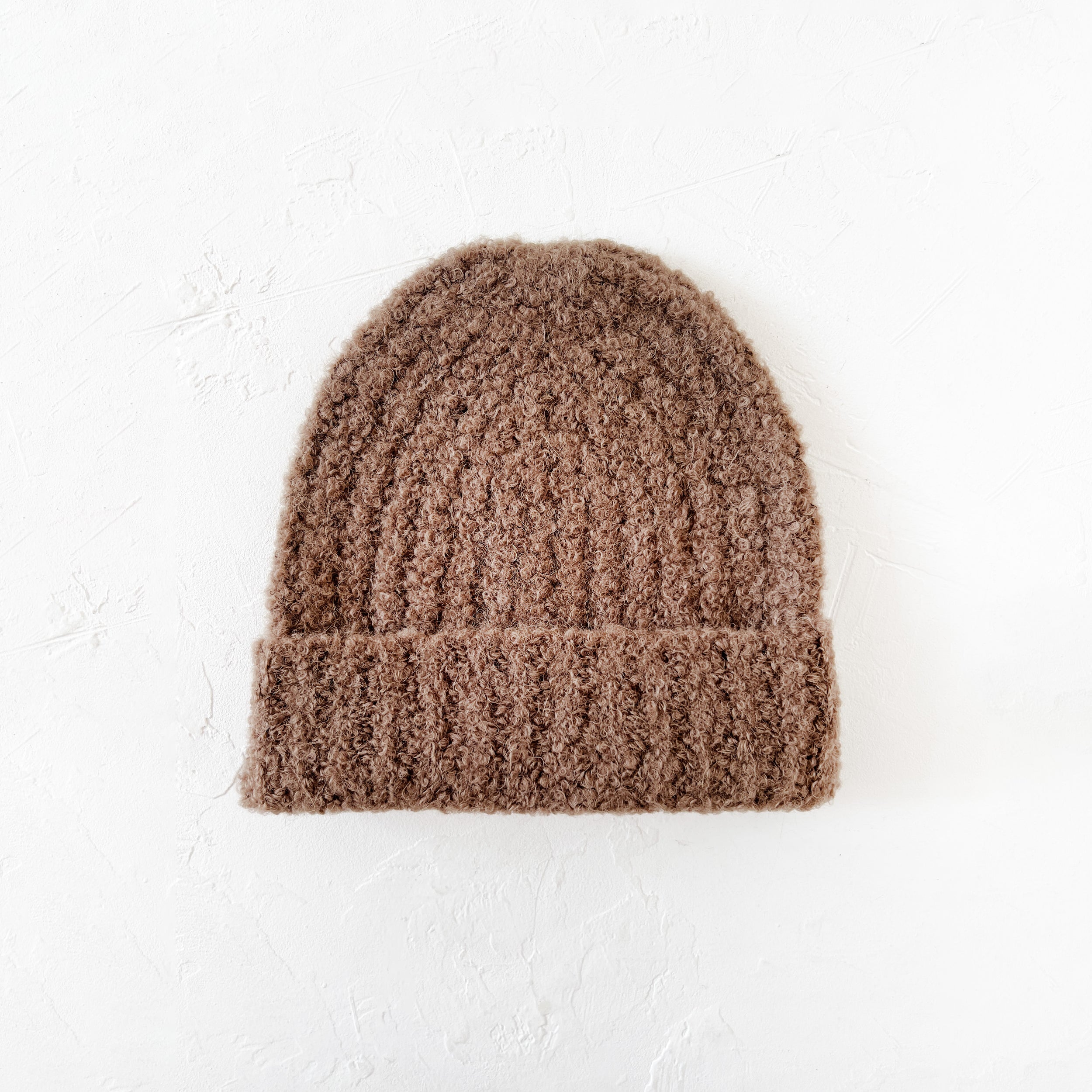 Colette Boucle Beanie in Dark Khaki