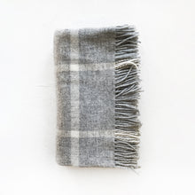 Load image into Gallery viewer, Patterned Merino Throw in Windowpane Fog