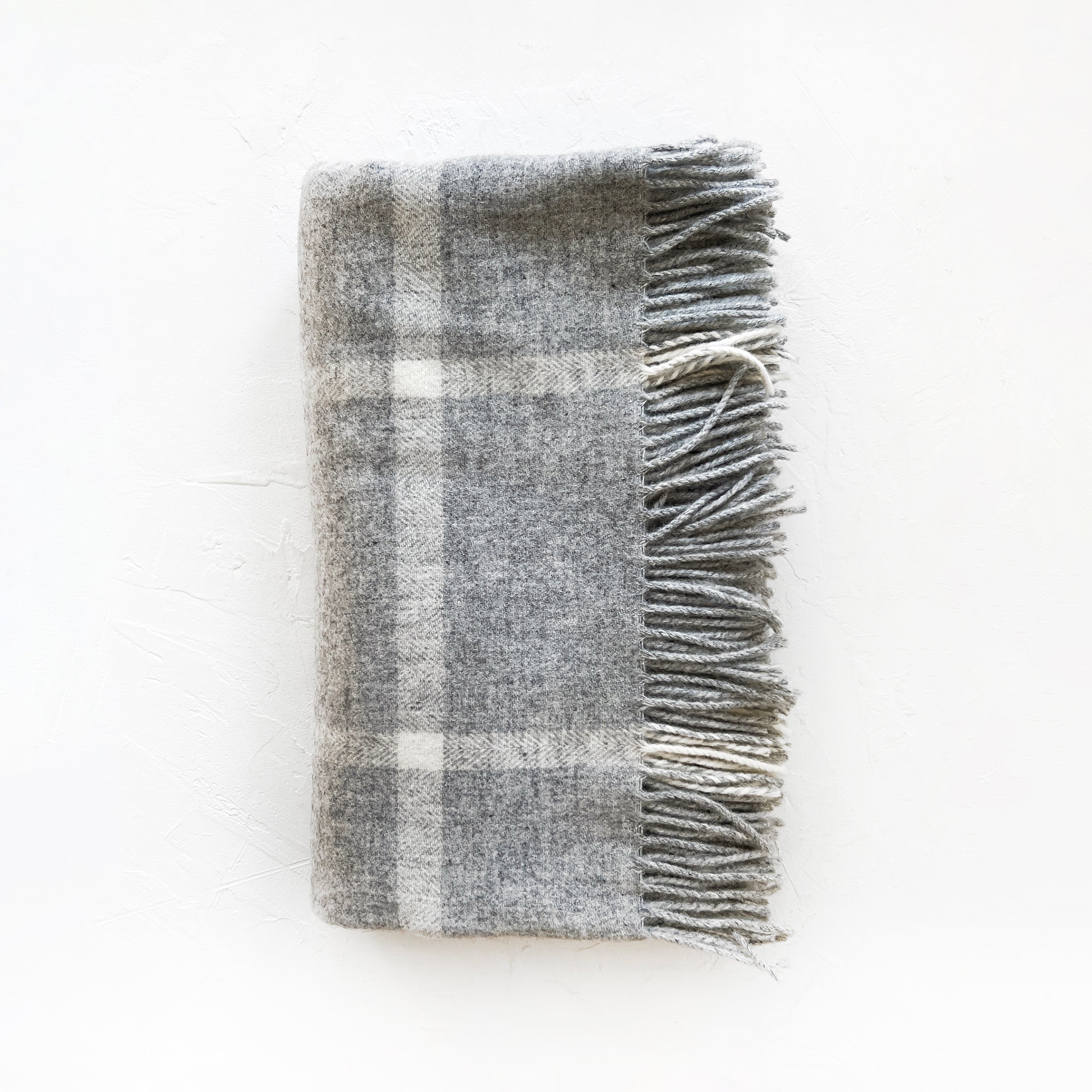 Patterned Merino Throw in Windowpane Fog