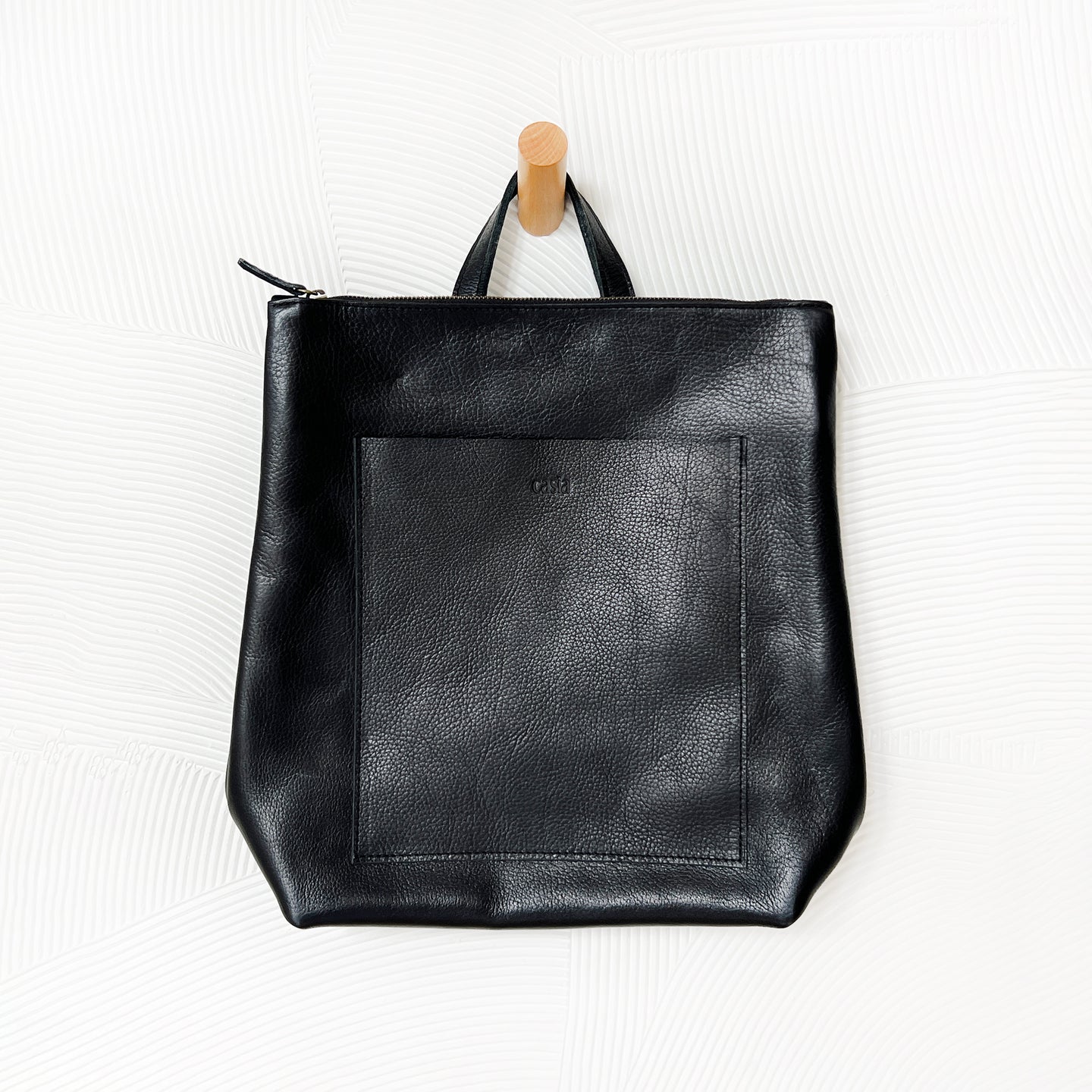 Large Andes Leather Backpack in Black