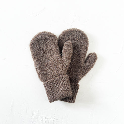 Alpaca Boucle Mittens in Taupe