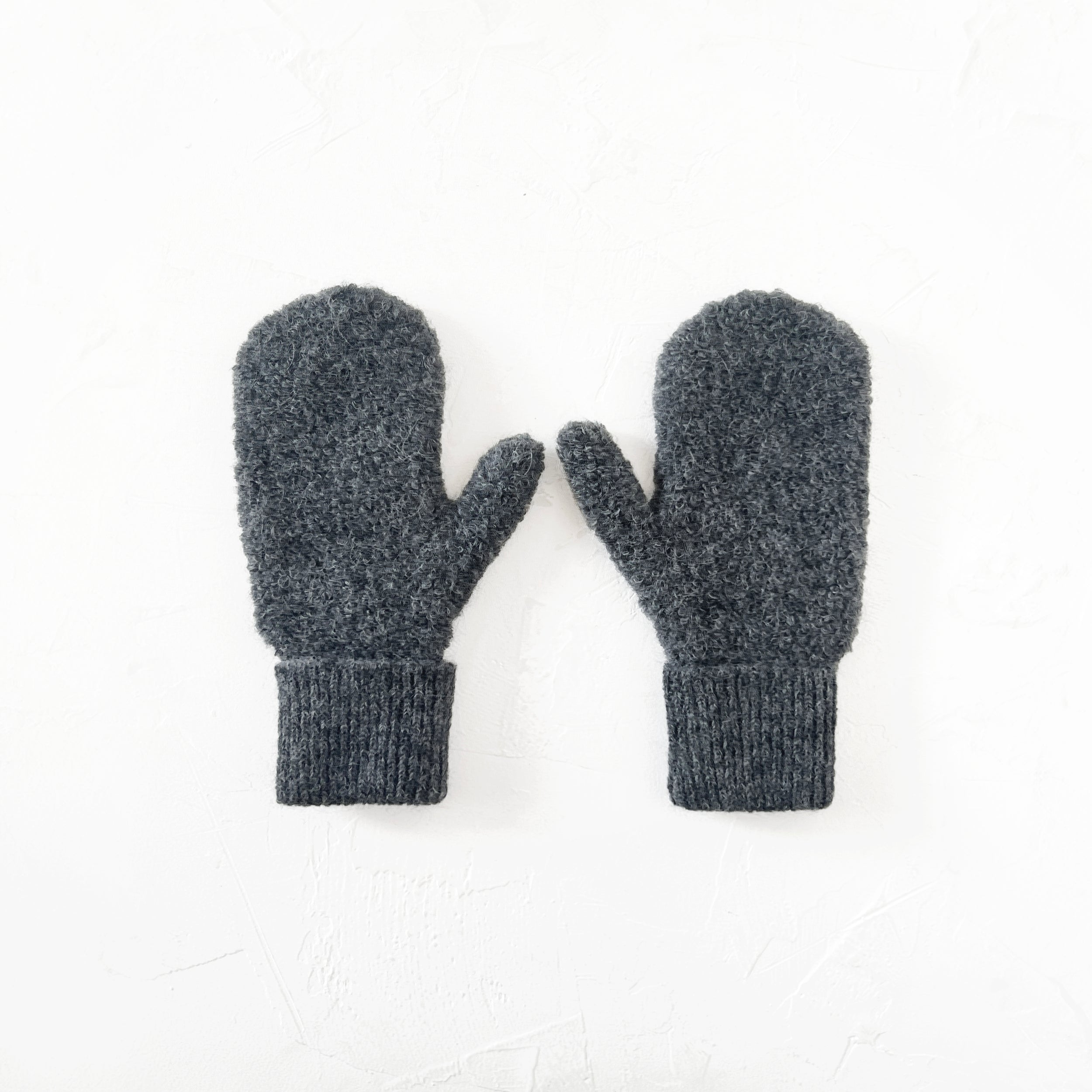 Alpaca Boucle Mittens in Stone