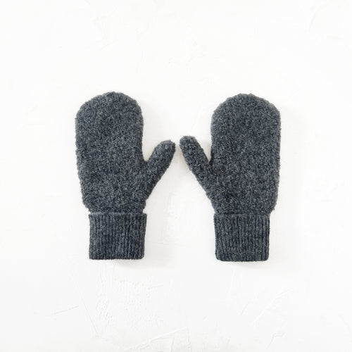 Alpaca Boucle Mittens in Stone