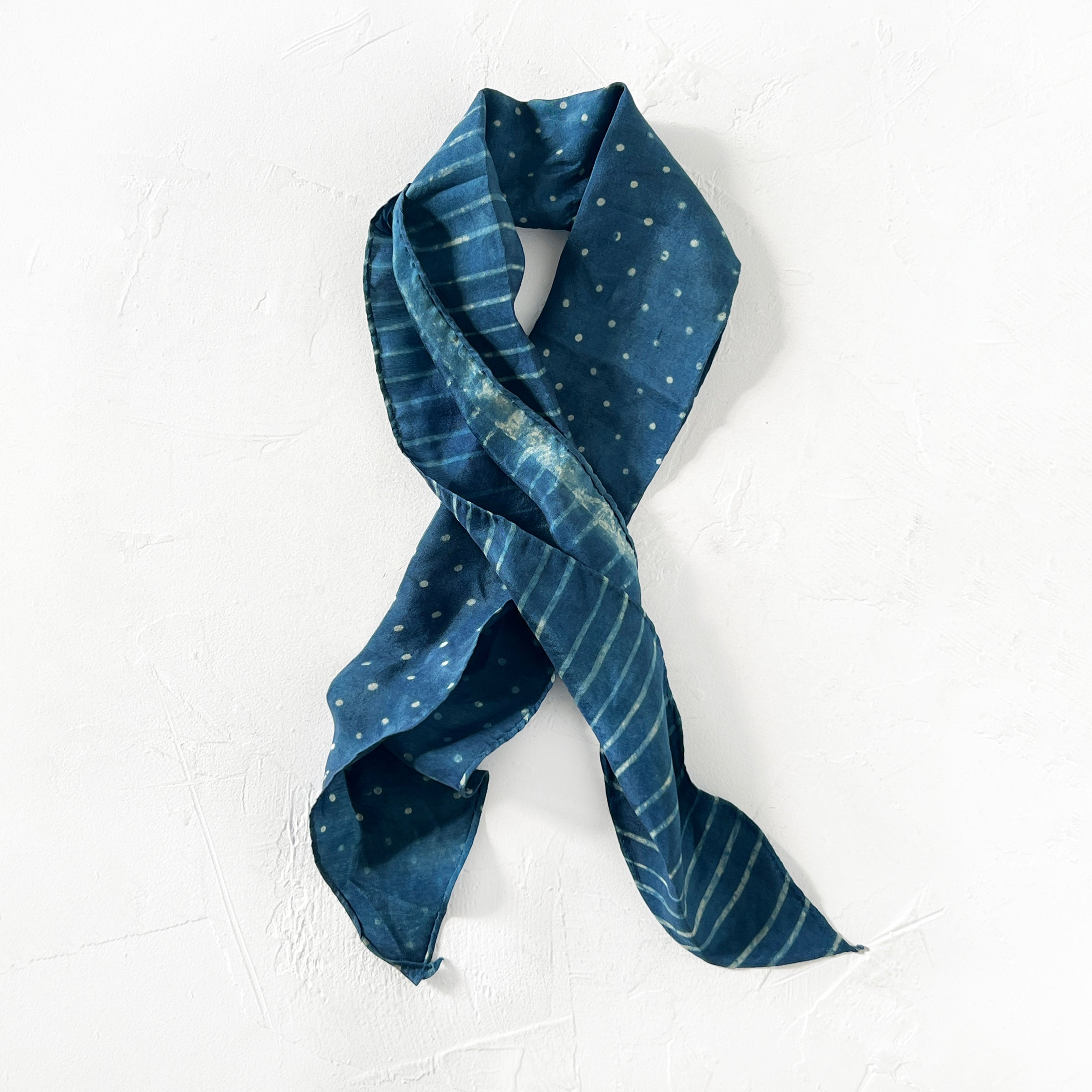 Indigo Polka Dot & Stripe Bandana