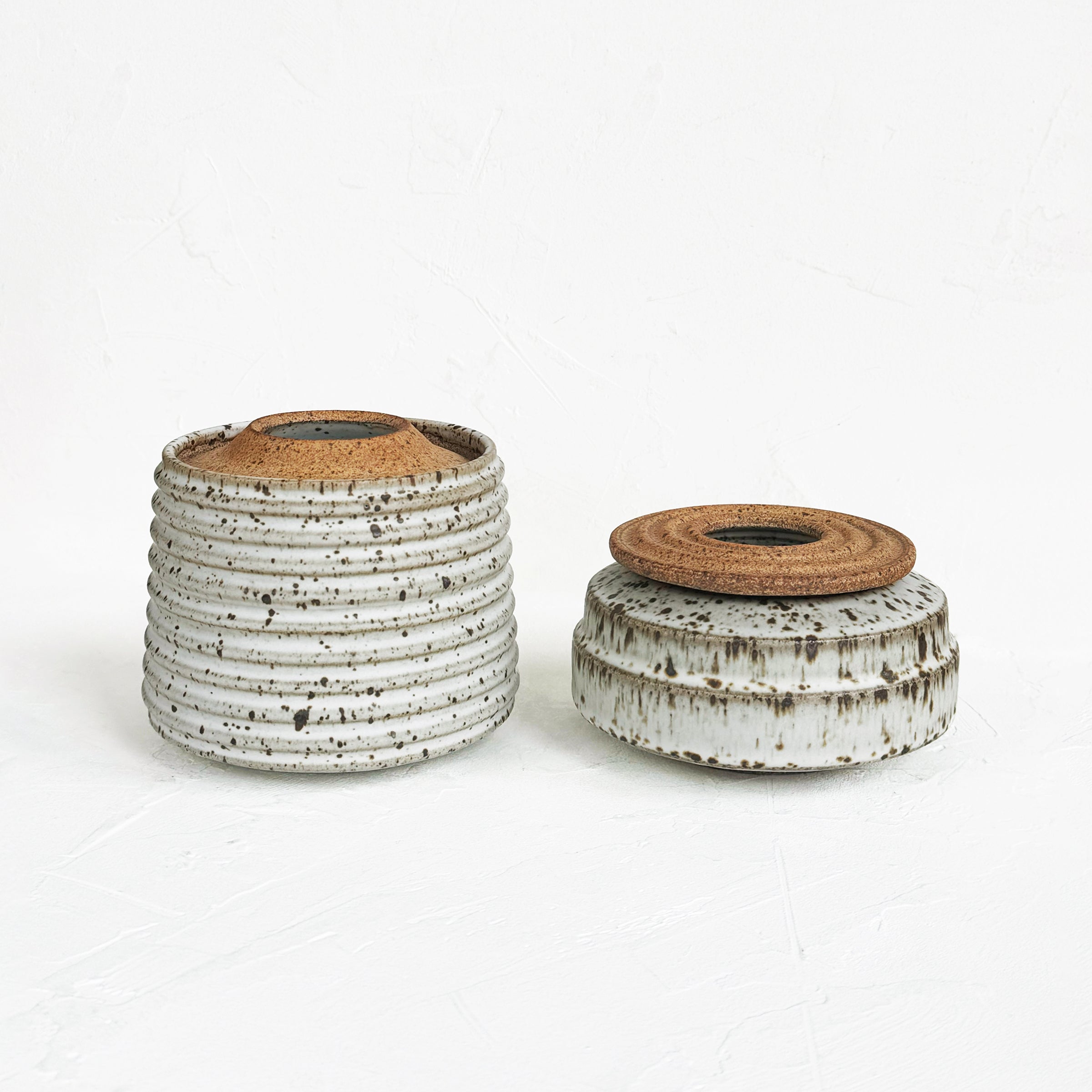 Archer Lidded Vessel in Speckled White