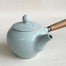 Load image into Gallery viewer, Vintage Ceramic Teapot W/ Hand Carved Wooden Handle