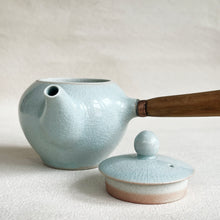 Load image into Gallery viewer, Vintage Ceramic Teapot W/ Hand Carved Wooden Handle
