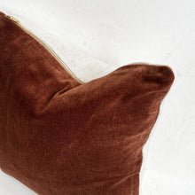 Load image into Gallery viewer, Velvet &amp; Linen Pillow in Walnut