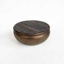 Load image into Gallery viewer, Chevron Carved Lidded Vessel in Vintage Bronze
