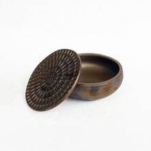 Load image into Gallery viewer, Chamomile Carved Lidded Vessel in Vintage Bronze