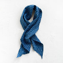 Load image into Gallery viewer, Indigo Silk Polka Dot Bandana