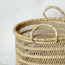 Load image into Gallery viewer, Natural Grass Lace Weave Floor Basket with Handles