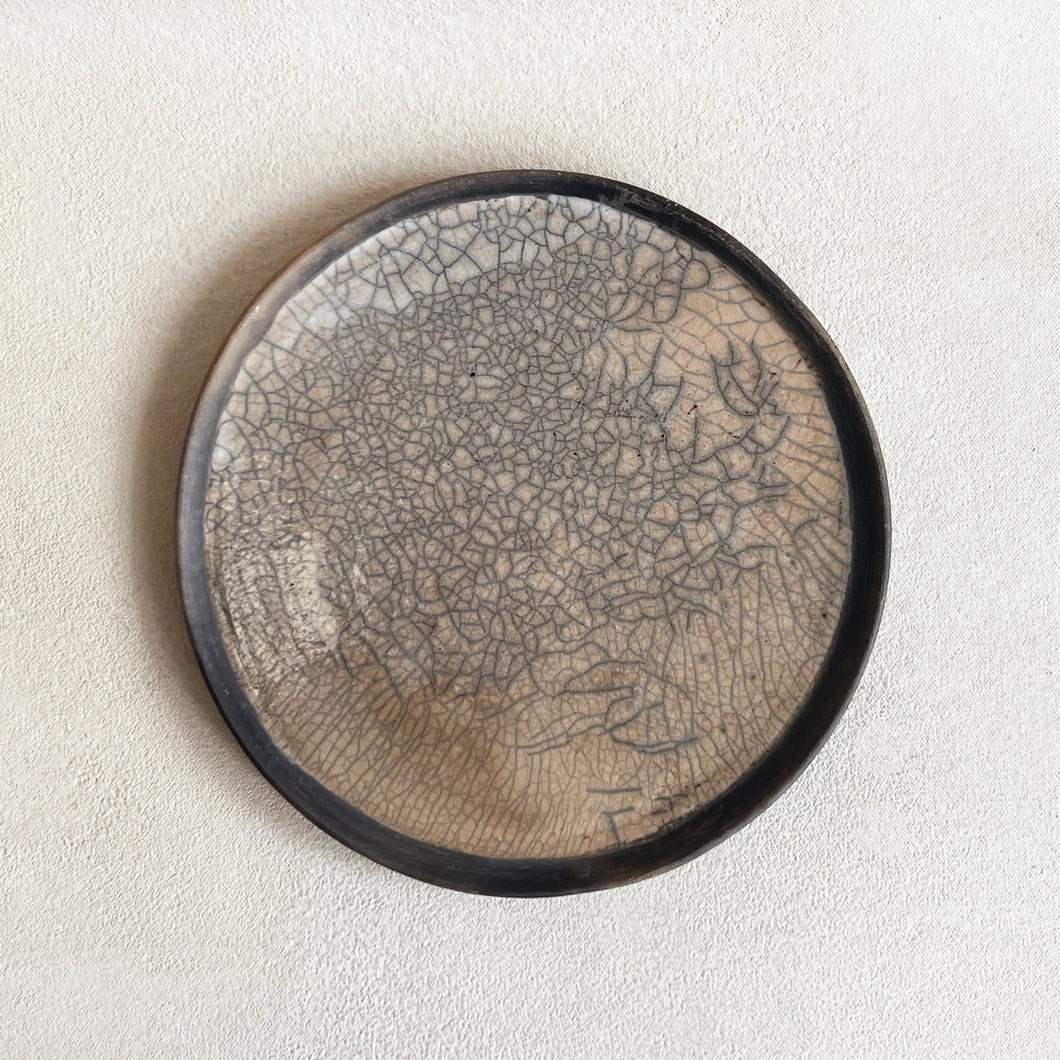 Black Clay Crackle Plate