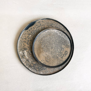 Black Clay Crackle Plate