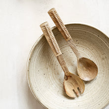 Load image into Gallery viewer, Braided Mango Wood Salad Servers
