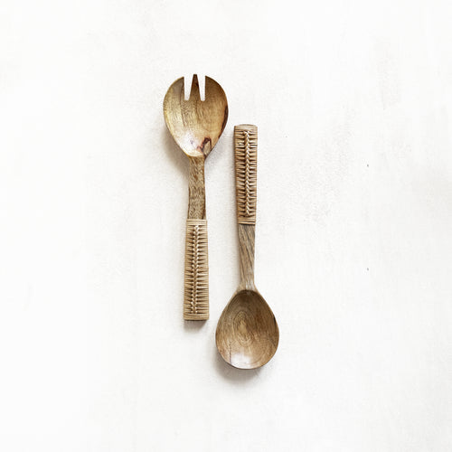 Braided Mango Wood Salad Servers