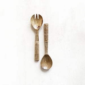 Braided Mango Wood Salad Servers