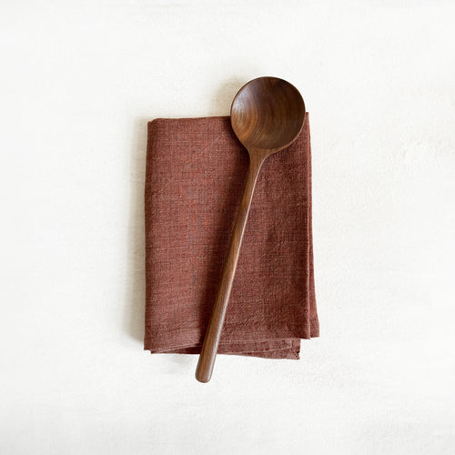 Stone Washed Linen Tea Towel in Terra Cotta