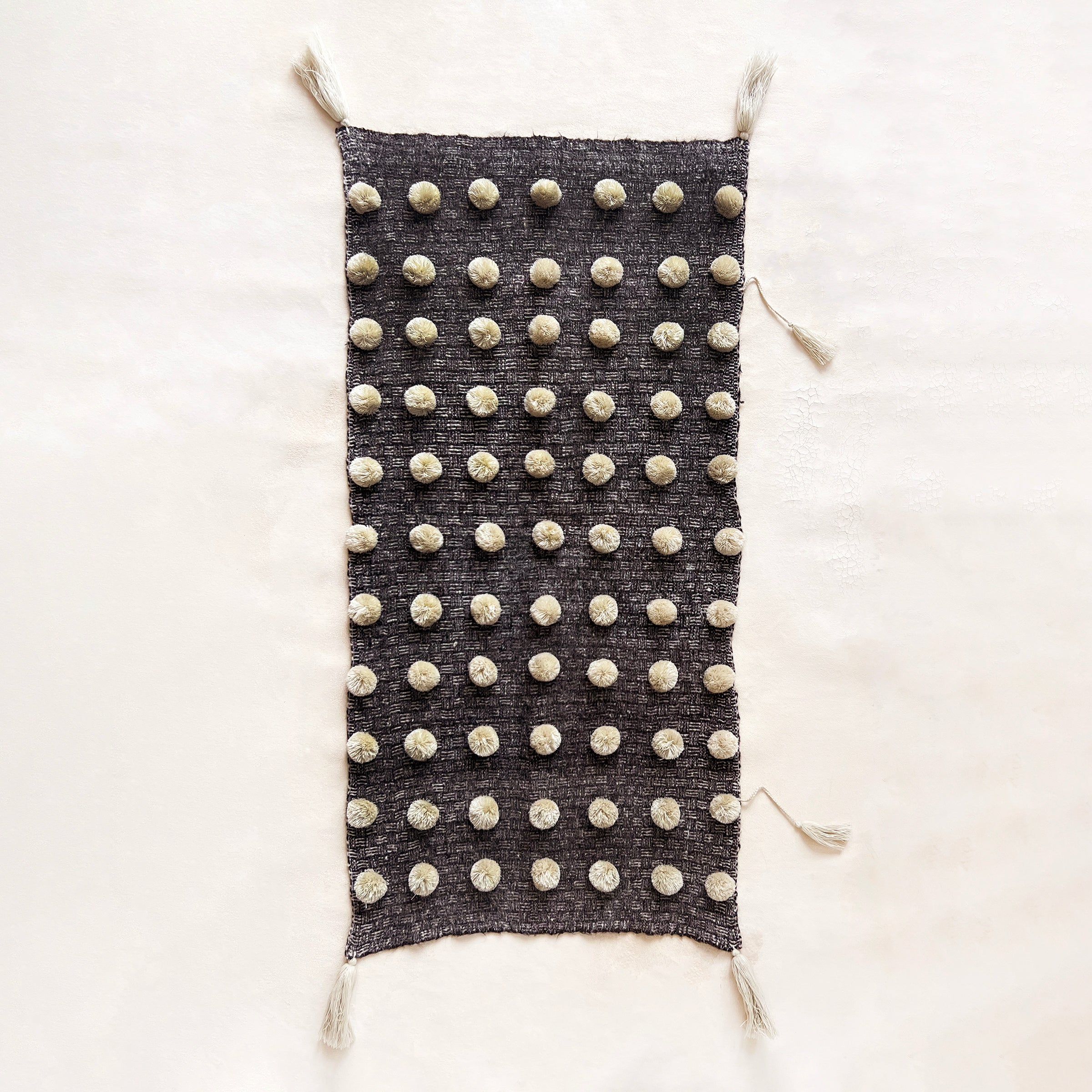 Wool Pom Wall Hanging in Brown and Cream