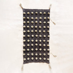 Wool Pom Wall Hanging in Brown and Cream