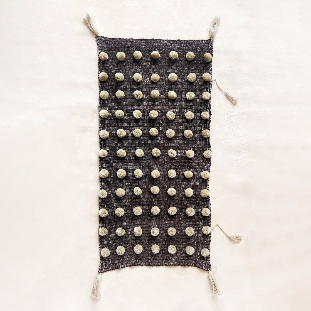 Wool Pom Wall Hanging in Brown and Cream