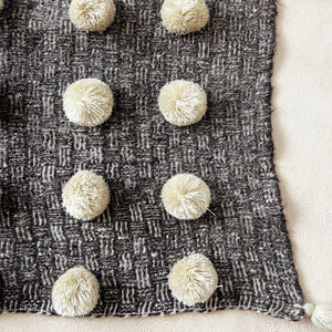 Wool Pom Wall Hanging in Brown and Cream