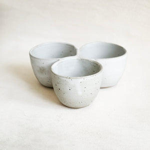 Triple Bowl in Speckled White