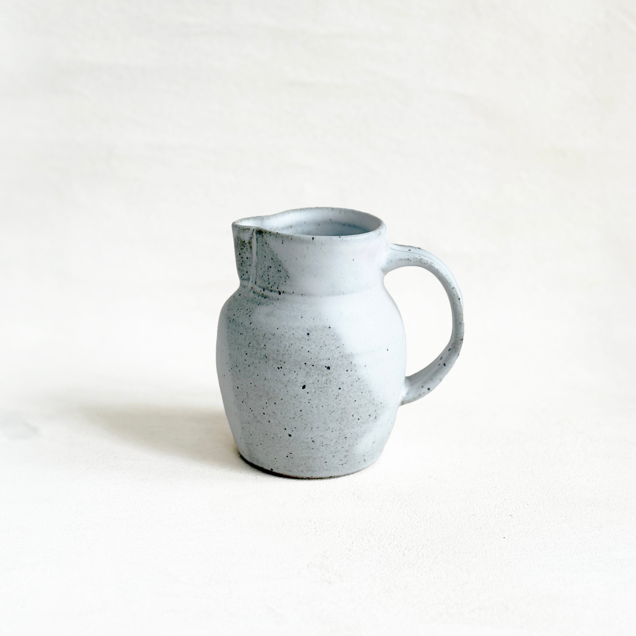 Ceramic Pitcher in Speckled Gray and White