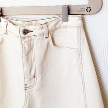 Load image into Gallery viewer, Sculptural Seamed Denim Pants in Ecru