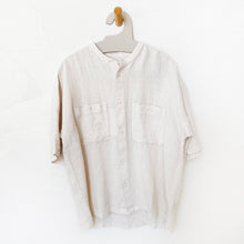 Load image into Gallery viewer, Garment Dyed Linen Grandad Collar Shirt in Oat