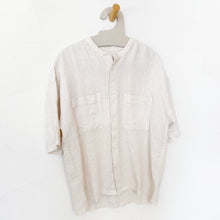 Load image into Gallery viewer, Garment Dyed Linen Grandad Collar Shirt in Oat