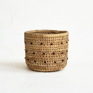 Nomadic Milking Basket with Black Beaded Dots