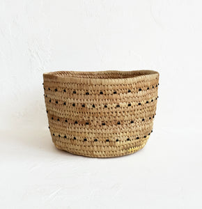 Nomadic Milking Basket with Black Beaded Dots