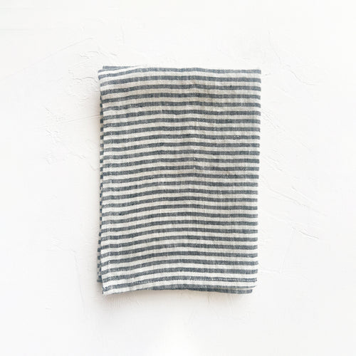 Linen Kitchen Towel in Black Stripes