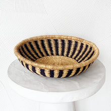 Load image into Gallery viewer, Handwoven Bolga Table Basket in Black Stripes