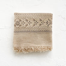 Load image into Gallery viewer, Raw Silk Bandana in Oatmeal &amp; Black Ink