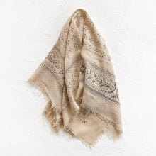 Load image into Gallery viewer, Raw Silk Bandana in Oatmeal &amp; Black Ink