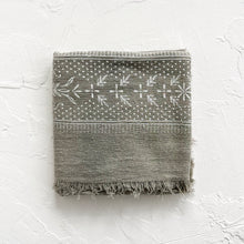 Load image into Gallery viewer, Raw Silk Bandana in Sage Gray &amp; White Ink