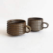 Load image into Gallery viewer, Ribbed Mug in Moss and Blue