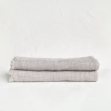 Load image into Gallery viewer, Washed Waffle Linen Throw with Fringes in Silver