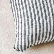 Load image into Gallery viewer, Linen Pillow in Thin Black Stripe