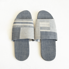 Load image into Gallery viewer, Patchwork Slippers in Indigo Grid