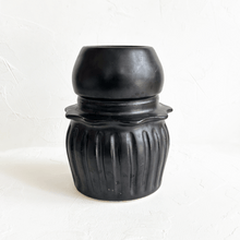 Load image into Gallery viewer, Carved Vase in Satin Black III