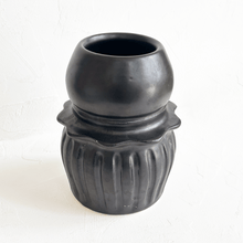 Load image into Gallery viewer, Carved Vase in Satin Black III