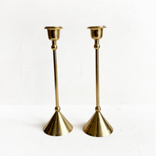 Load image into Gallery viewer, Taper Brass Candlestick Holder Set